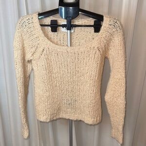 Just Female Creme Open-Knit Sweater Scandinavian Design Aesthetic Chic Size XS